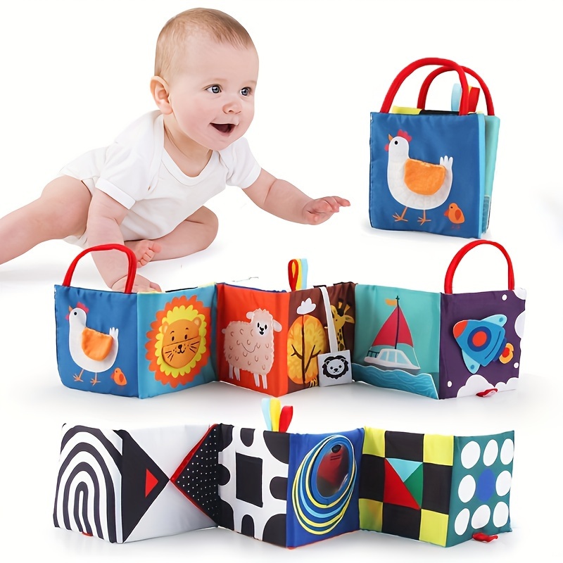 Libro de bebé de alto contraste para juguetes para recién nacidos 0-3 meses  Libro de cochecito de bebé