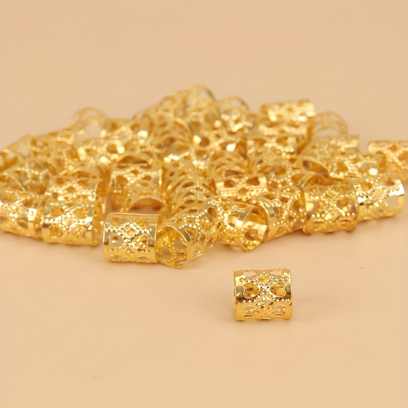 Colorful Golden Metal Tube Hair Braiding Beads Adjustable Hair Braiding Cuff Clip, A Styling Tool For Women's Hair Accessories