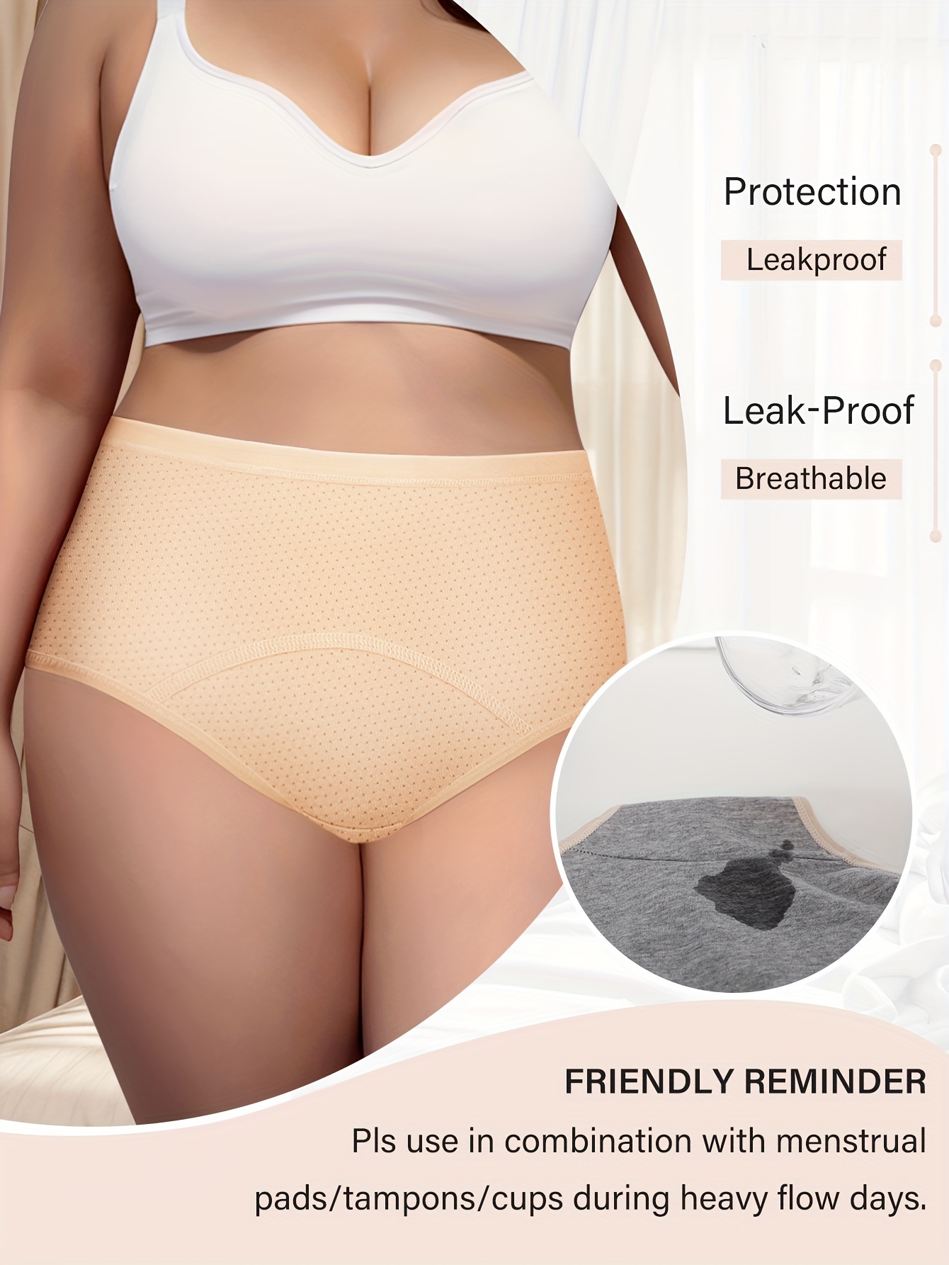 Panties For Womens High Waist Leakproof Plus Size Leak Proof Menstrual  Women Underwear Briefs 3-Pack