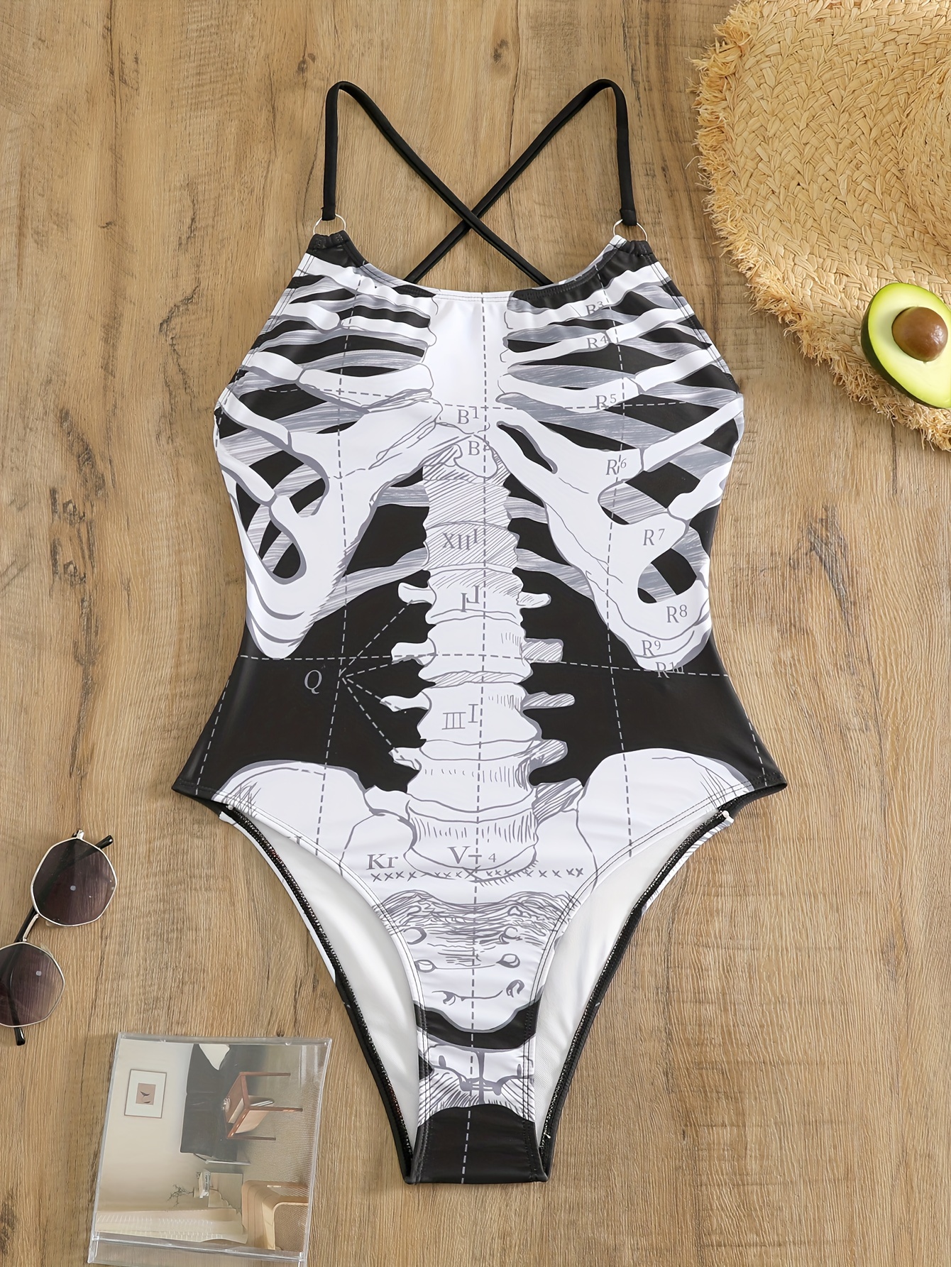 Gothic Punk Style Two Piece Swimsuit - Skull Pattern Bathing Suits