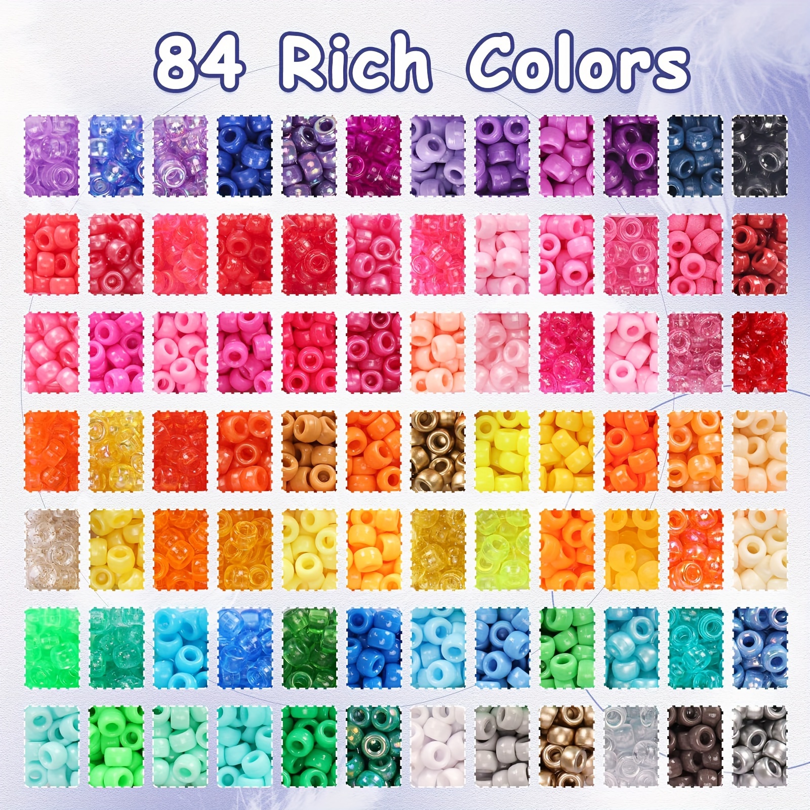 MIIIM 3400pcs Kandi Bracelet Kit, 48 Colors 2400pcs Rainbow Pony Beads,  800pcs Letter Beads, 150pcs Smiley Face Beads, Pony Beads for Bracelets