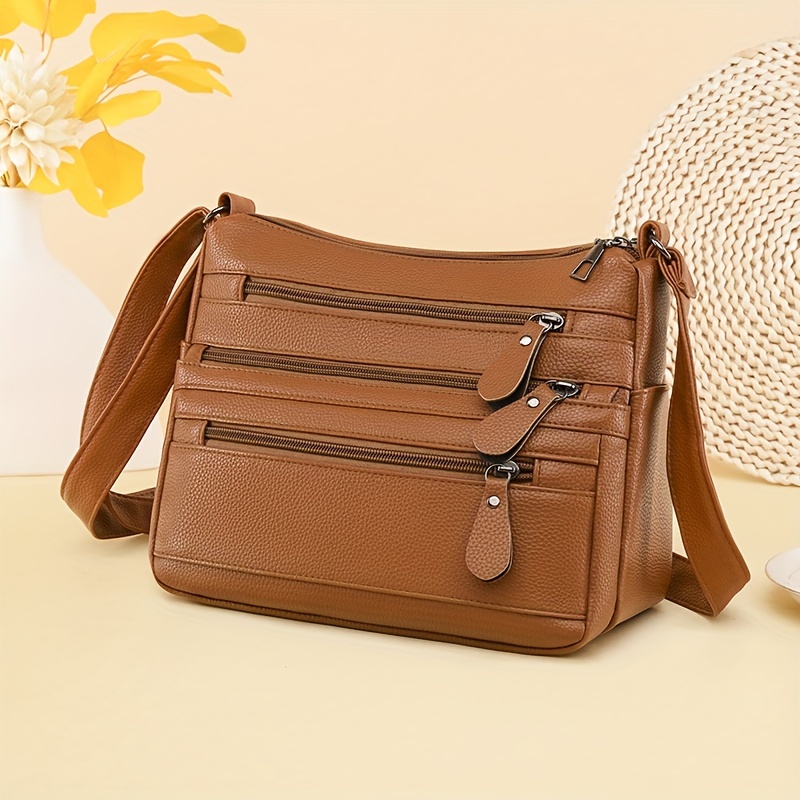 Vintage Multi-pocket Crossbody Bag, Retro Pu Shoulder Bag, Women's Casual  Handbag & Phone Purse For Travel Outdoor - Temu