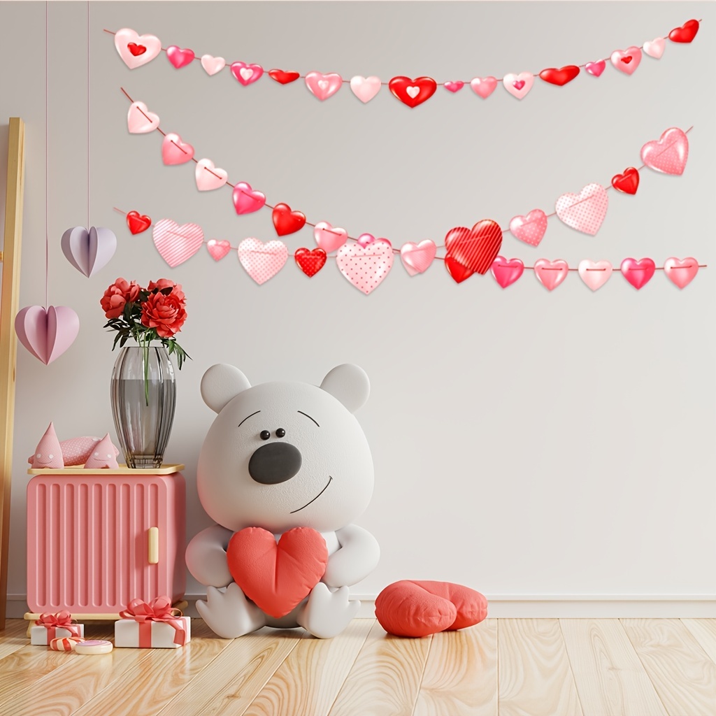 4pcs Heart Flag Valentines Day Sticker Scene Decor Room Decor ...