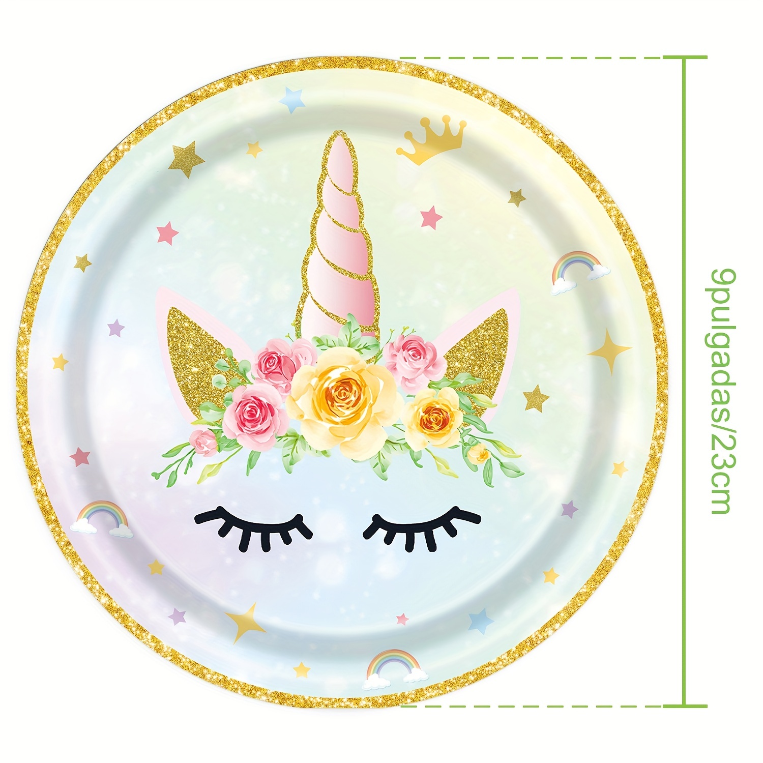Decoraciones de cumpleaños de unicornio para niñas, platos de mesa  desechables de unicornio, 16 platos y servilletas de unicornio, 1 mantel de