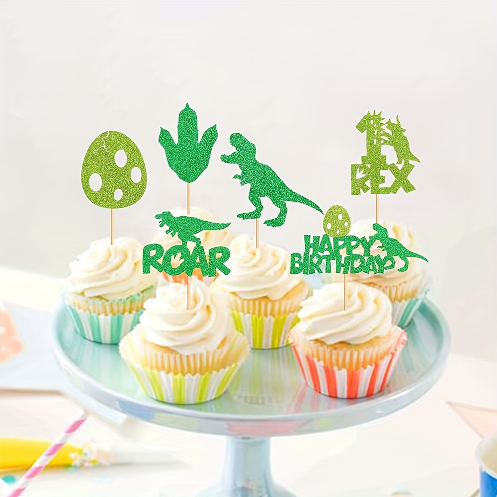 Dinosaur Birthday Cupcake Decorations Dinosaur Cupcake - Temu