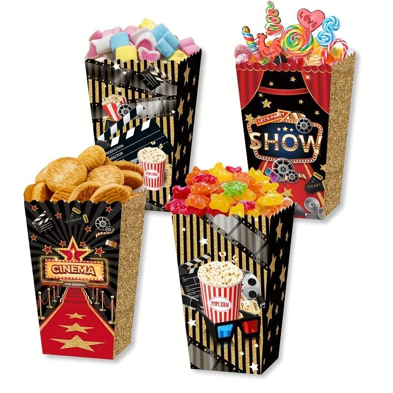 Lot De 100 Sachets à Pop-corn En Carton Réutilisables - 10x10 Cm - Noir - Pour Fêtes, Anniversaires, Cinéma