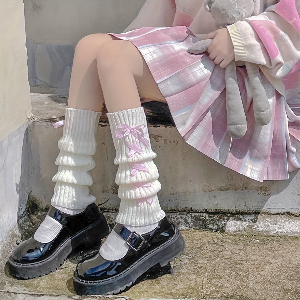 Jk Style Women's Striped Leg Warmers Knit Leg Warmers Long - Temu