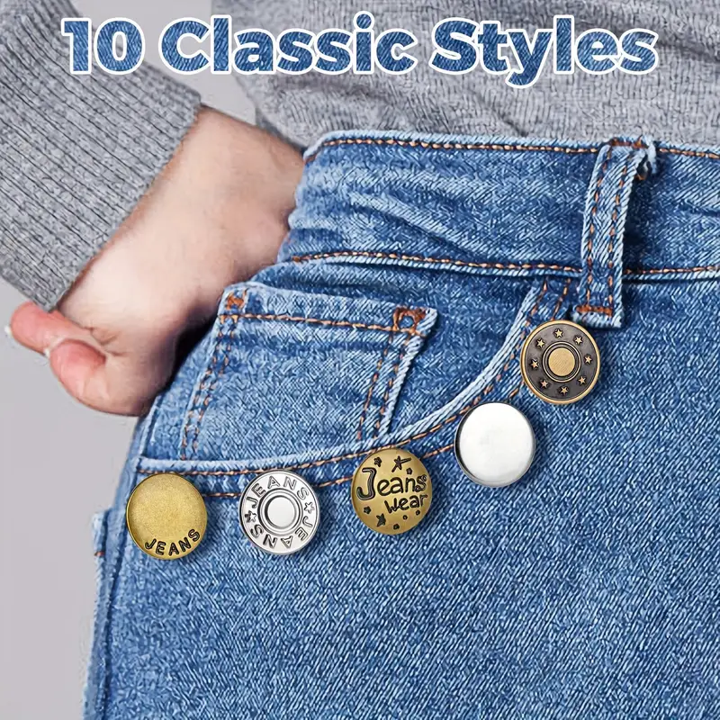 Bottoni di ricambio per pantaloni, senza nichel, per soggetti allergici,  bottoni per jeans Ø 20 mm, confezione da 20, color bronzo, bottoni per jeans  con rivetti, bottone per jeans da inserire 