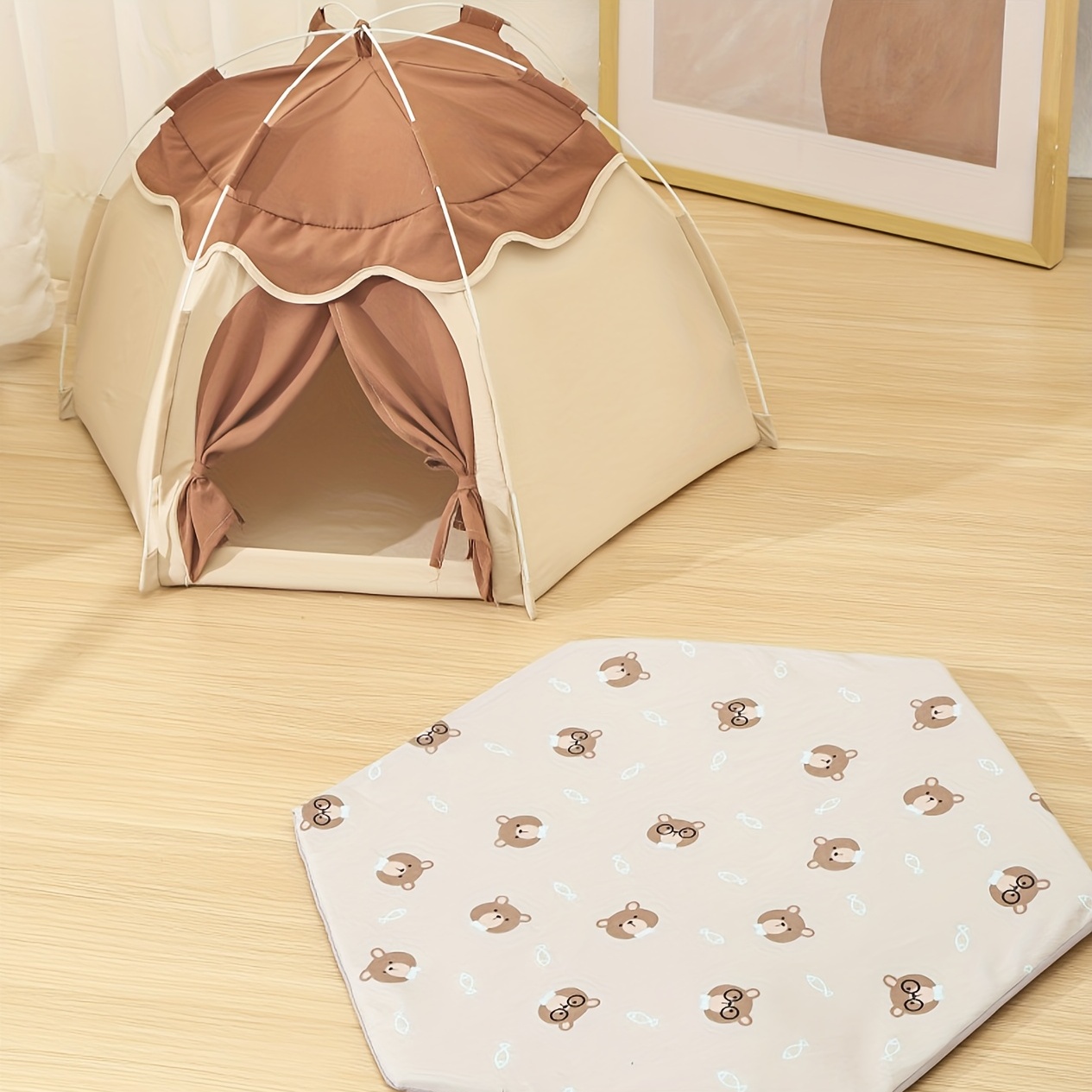 pet tent house summer breathable cat tent cat kennel removable and washable cat tent mat accessories details 2