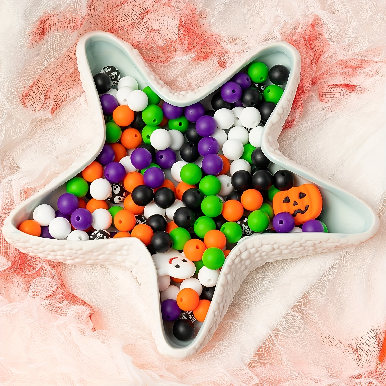 Halloween Silicone Beads Circular Silicone Beads Pumpkin - Temu