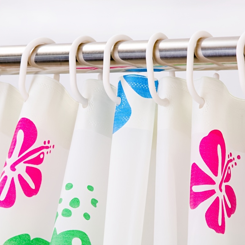 12pcs Plastic Shower Curtain Rings Hooks