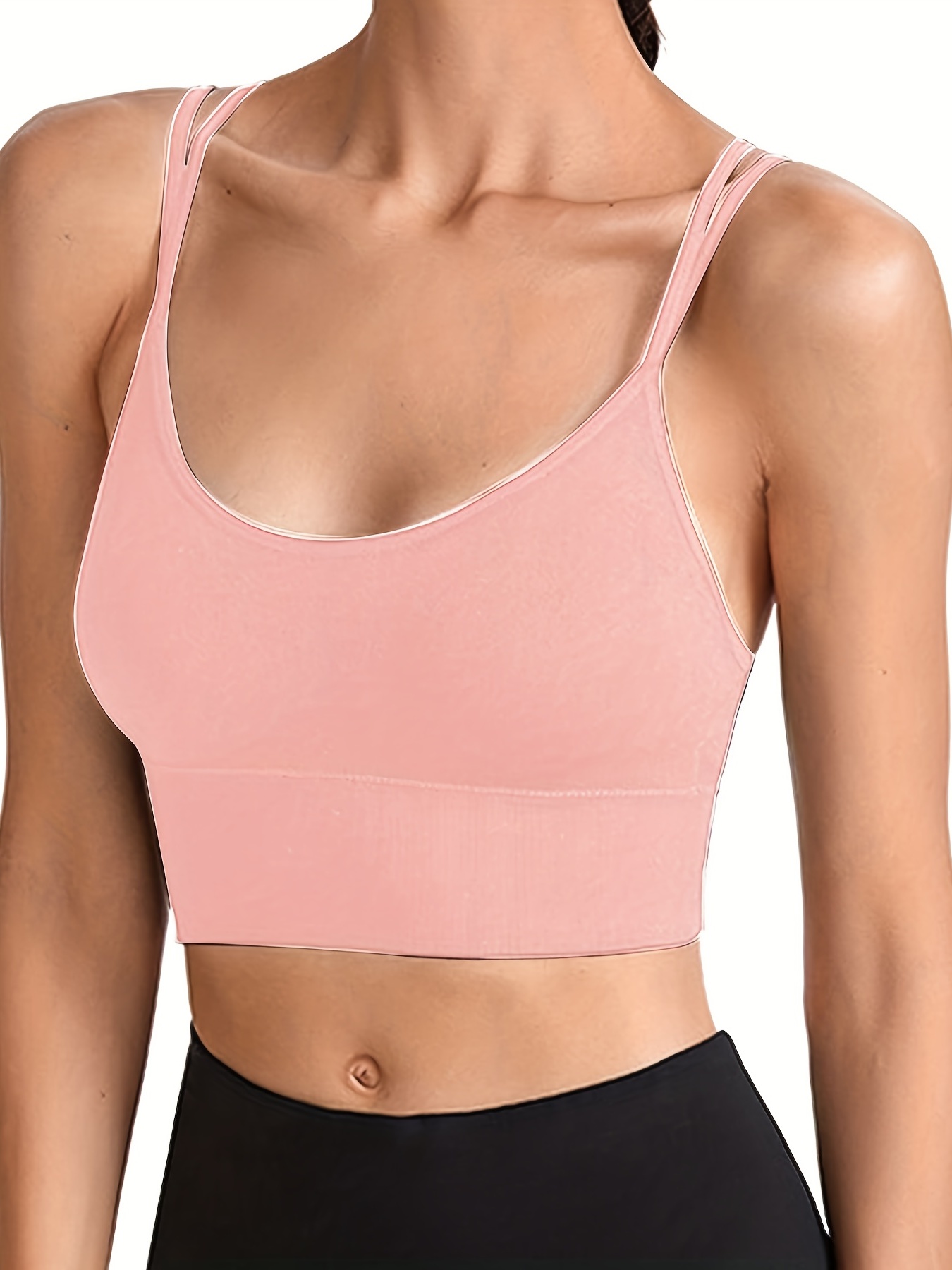 Spencer Women's Seamless Sports Bra Mesh Removable Pad Yoga Lingerie Bras  Racerback High Impact Workout Crop Tops L,Rose Red