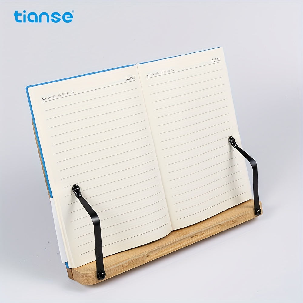 TIANSE Soporte para libros, soporte de bambú para leer manos libres, altura  y ángulo ajustables, soporte plegable para escritorio, mesa, tableta