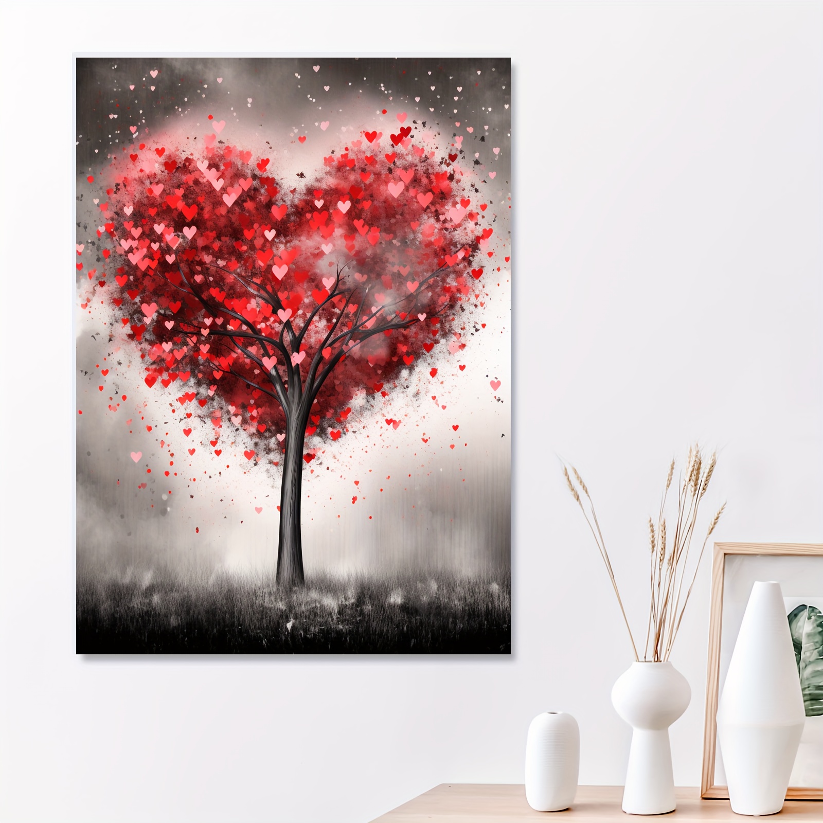 Canvas Poster Heart Watercolor Texture Wall Art For Living - Temu