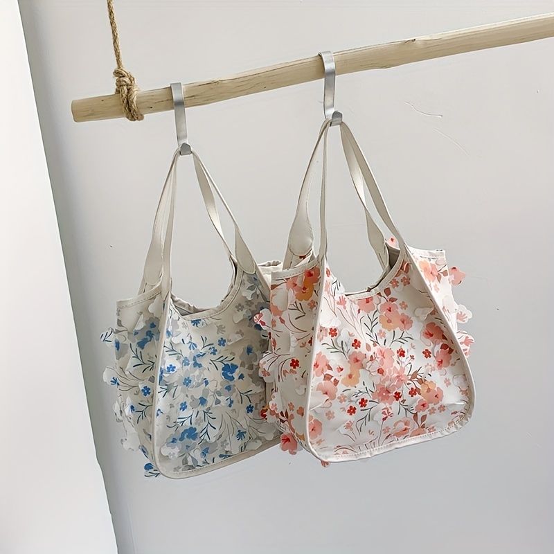 Lase Flower Decor Shoulder Bag Stylish Casual Storage Bag