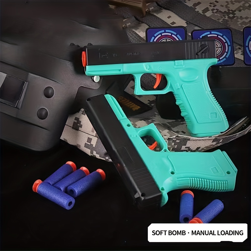 Pistolas de juguete para niños, pistola de juguete de bala suave con  eyección de carcasa y acción de tirar, pistola de espuma de juguete, modelo  de
