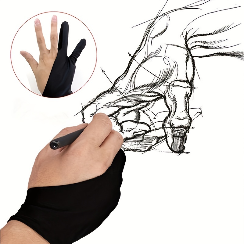 1/2Pcs Two-fingers Breathable Artist Anti-touch Glove Drawing Anti