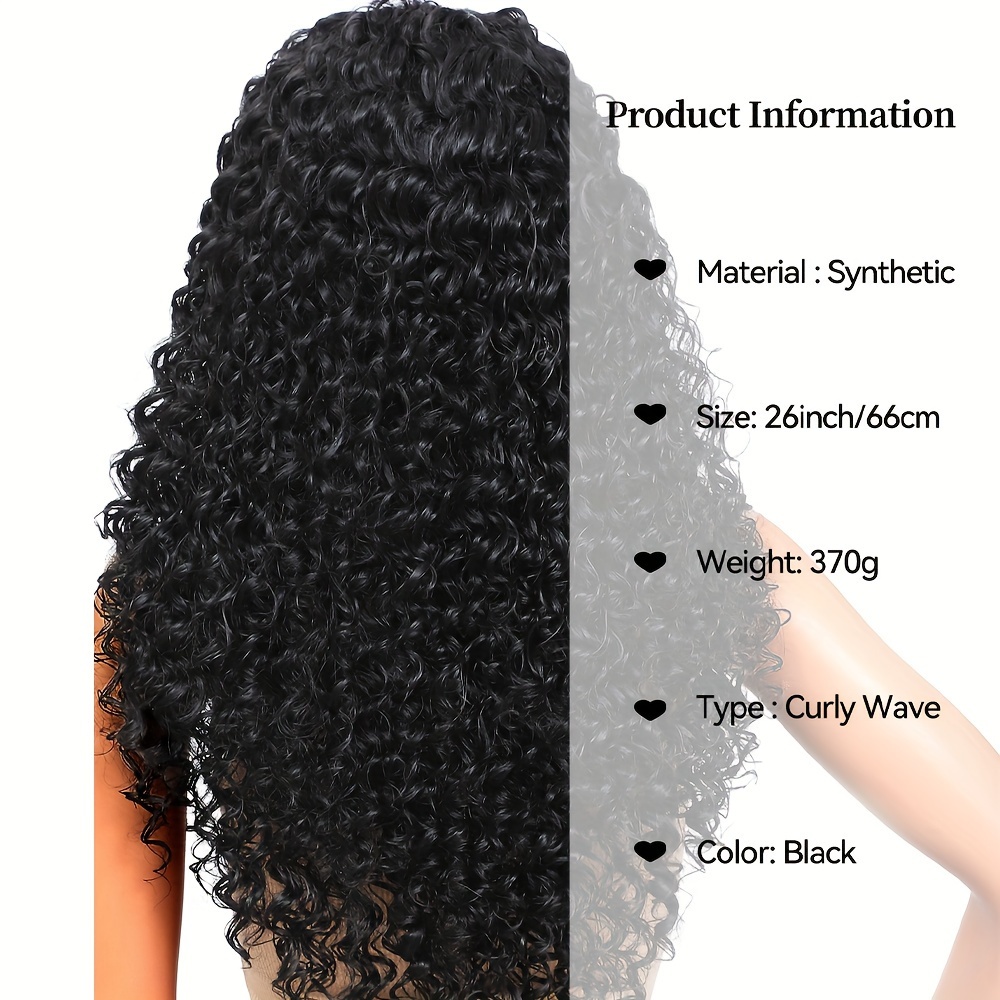 Long Curly Water Wave Wig Synthetic Lace Wig Elegant Natural Temu