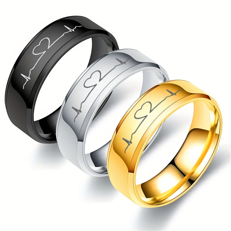 Men's 925 Silver Ceramic Ring, Couple Ring With English love Form, With  Heartbeat Pattern - Temu