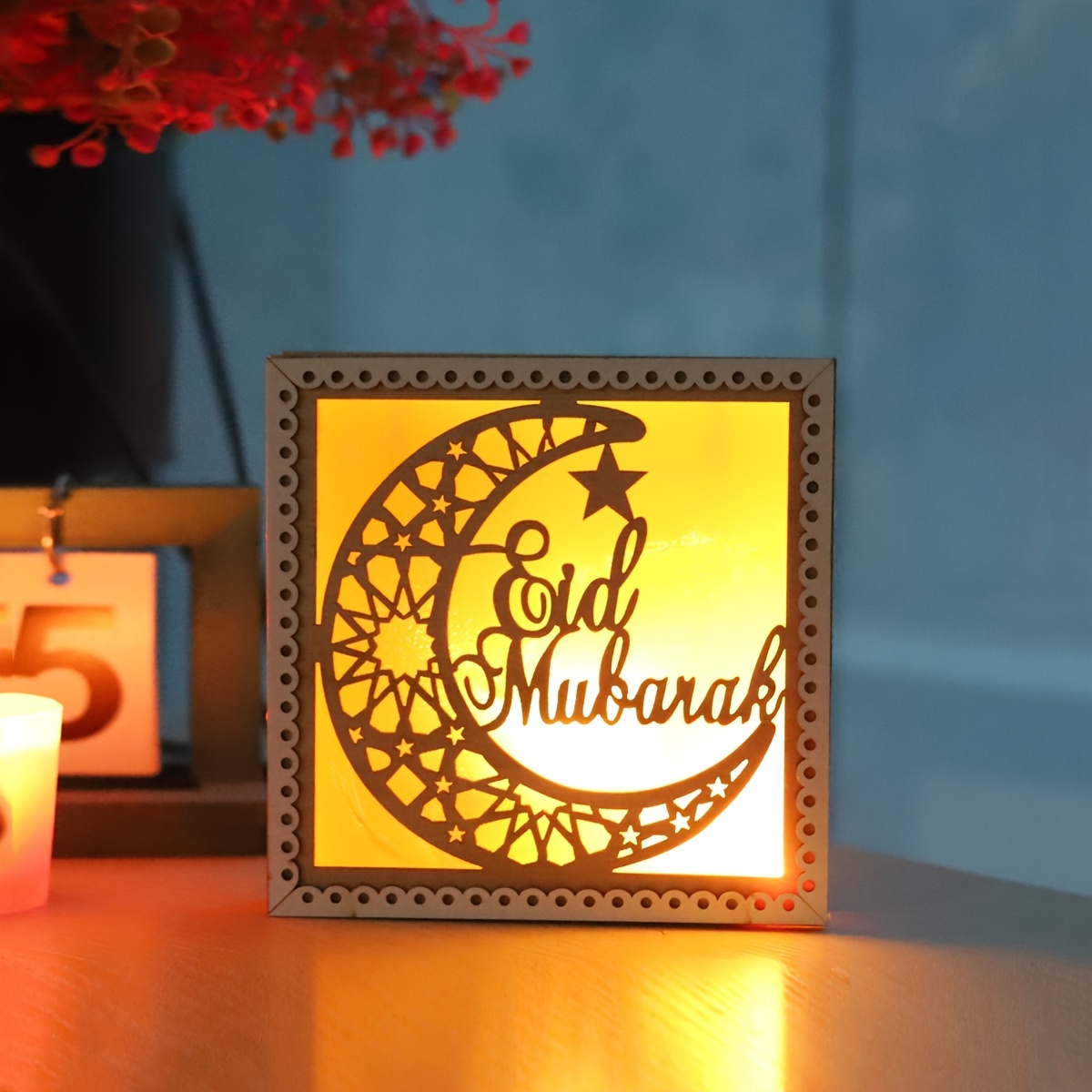 Ramadan Kareem Ornament Eid Crafts Night Light 3d Wooden - Temu