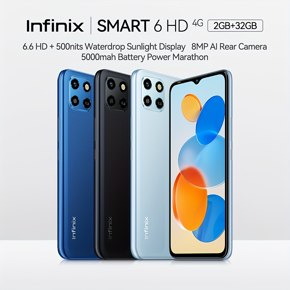 Infinix Smart 6 - 6,6 Pouces - 3G - 2Go Ram + 32Go Rom - 8MP/8MP - 5000mAh