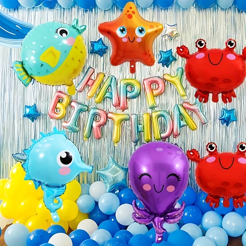 Large Fish Balloons, Foil Shark Lobster Octopus Balloon Sea World Horse  Star Birthday Party Decorations Kid Inflatable Toys Wedding Decor (Tropical