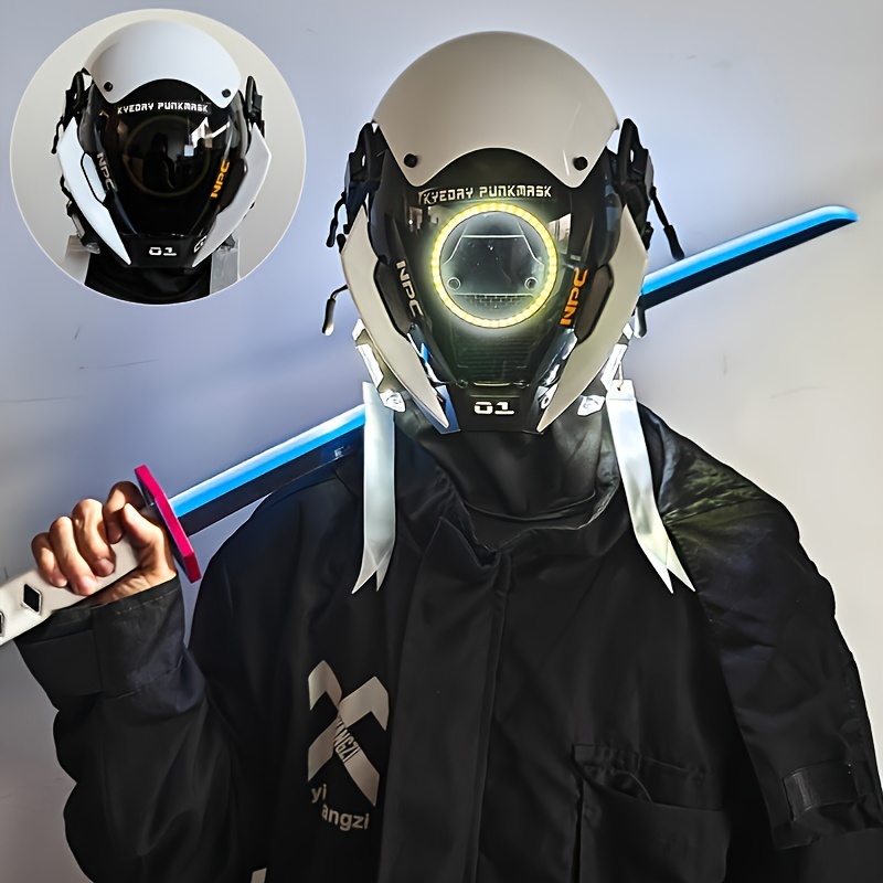 Colorful Glowing Cyberpunk Mask, Star Wars Helmet, Nightclubdj Mask,  Cyberpunk Tech Helmet, Halloween Mask 