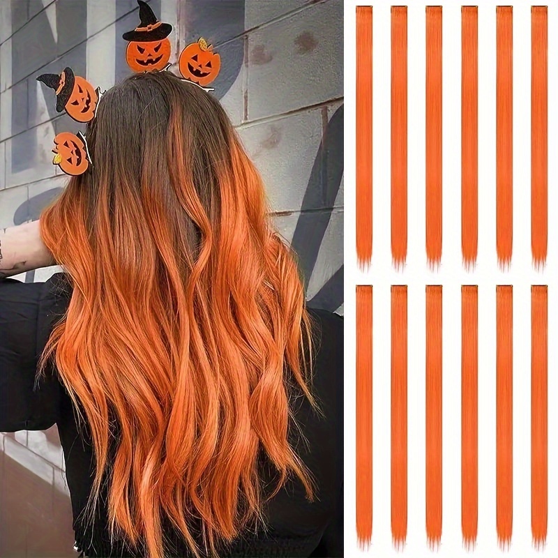 Extensiones de cabello con clip de resaltados de colores - Temu