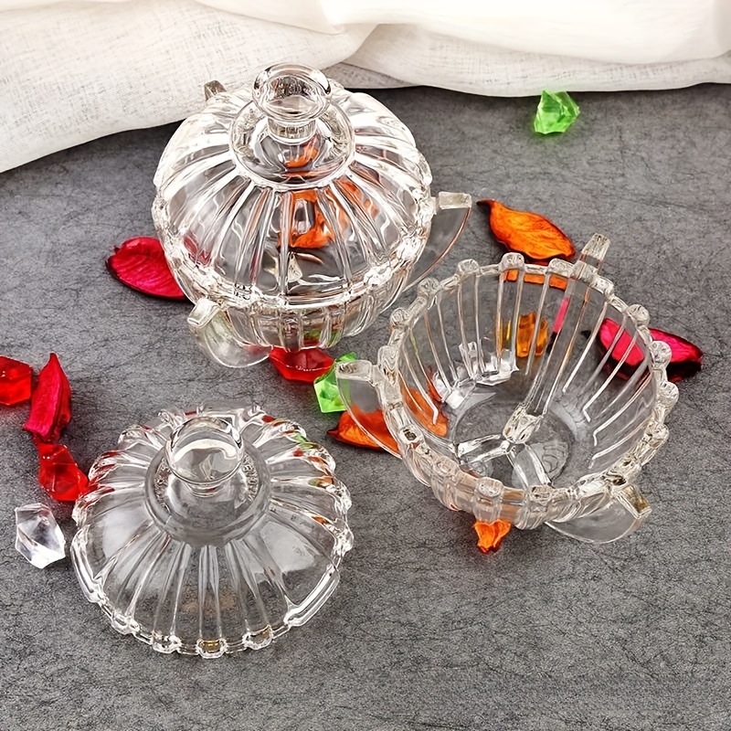 Glass Candy Server Clear Candy Jar With Lid Crystal Covered - Temu