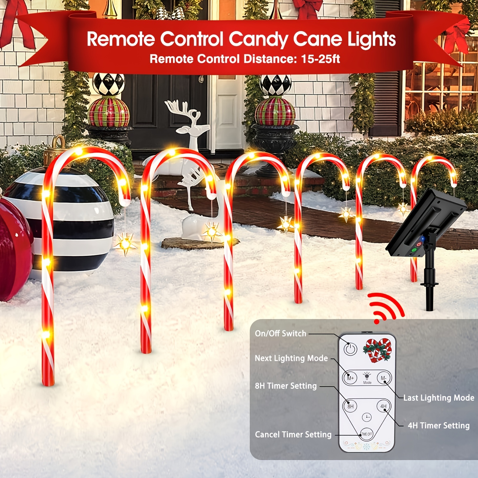 12pcs Solar Christmas Candy Cane Lights Outdoor Christmas Decorations  Patio, Lawn  Garden Temu