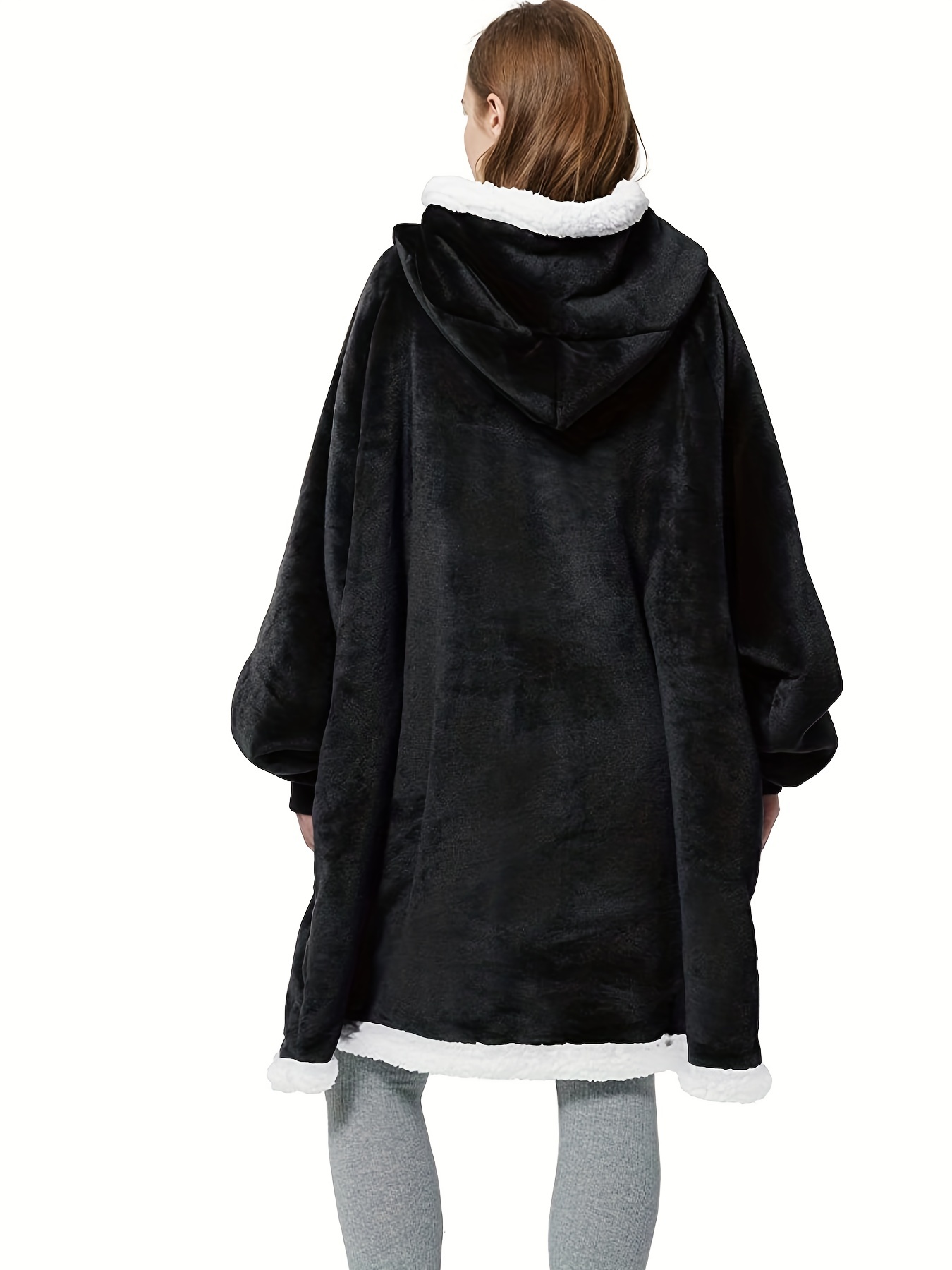 Fleece Hooded Lounge Robe with Pockets
