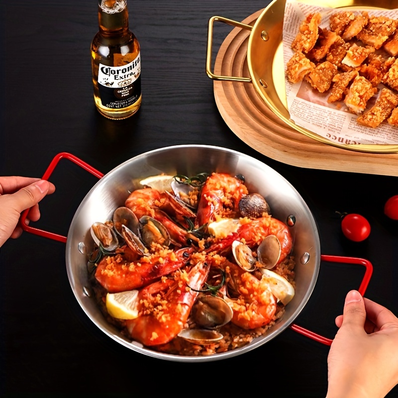 Spanish Seafood Rice Pot Golden, Seafood Plate, Heat Resistant Non-slip  Noodles Plate - Temu