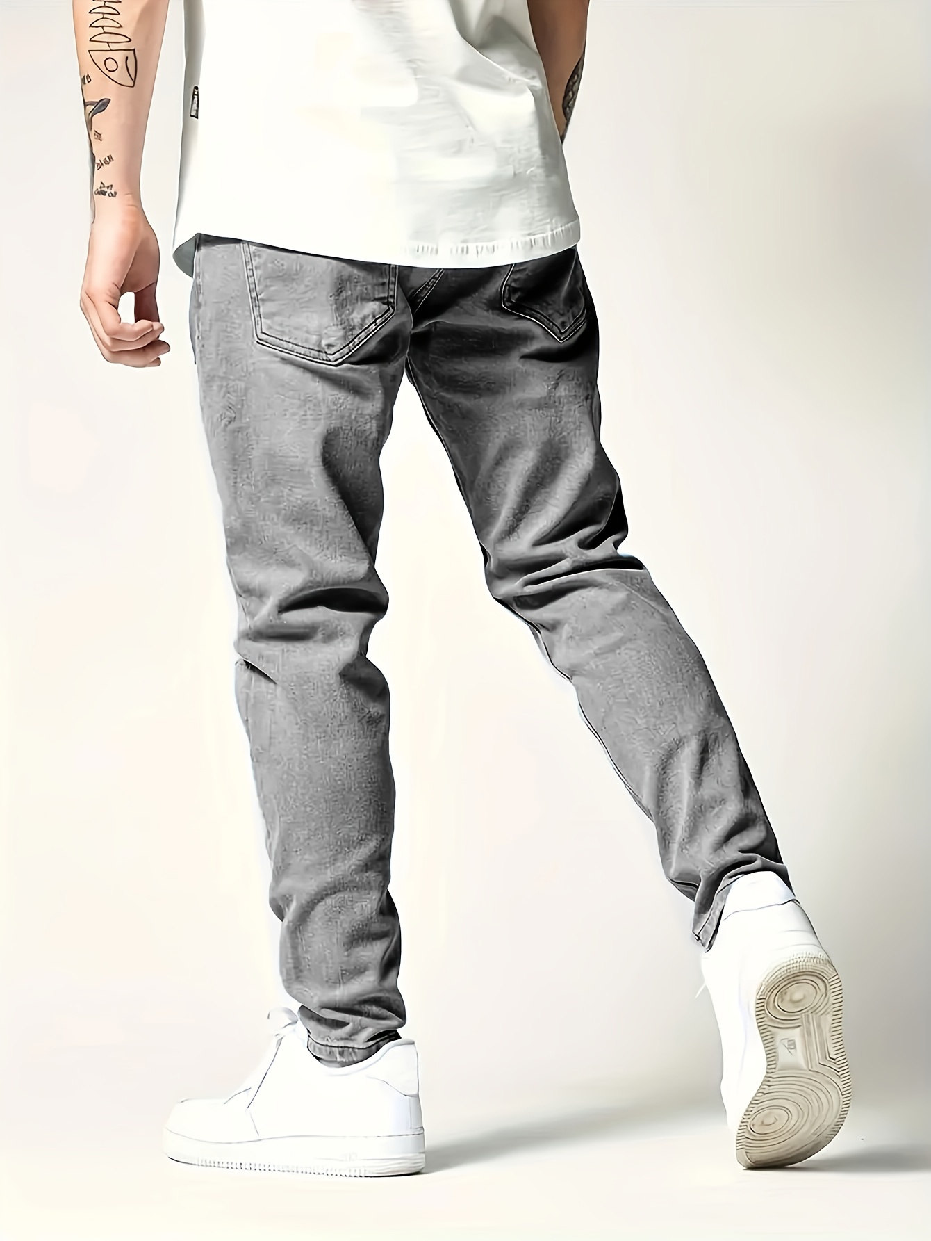 Slim Fit Stretch Jeans Pantalones Mezclilla Desgastados - Temu