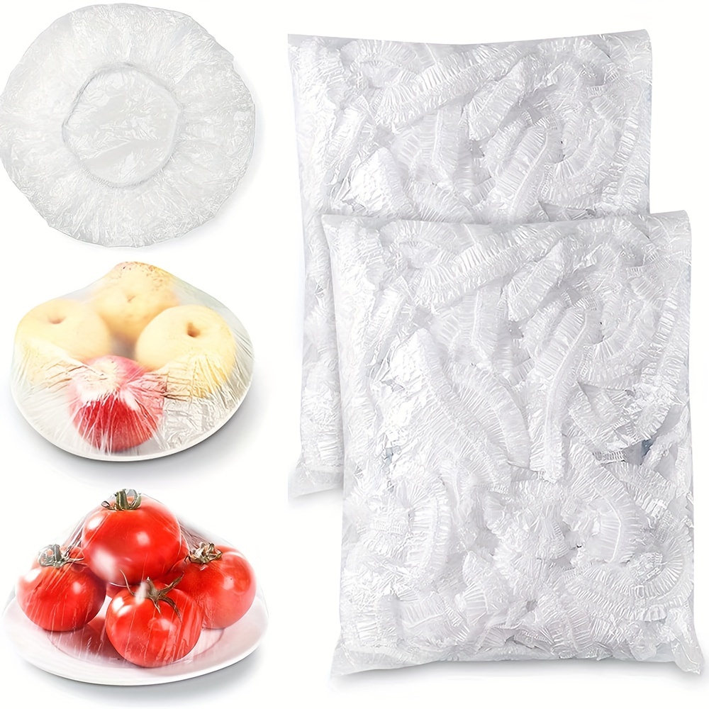 100pcs Disposable Food Cover Plastic Wrap Elastic Food Lids For Fruit Bowls  Cups Caps Storage Kitchen Fresh Keeping Saver Bag