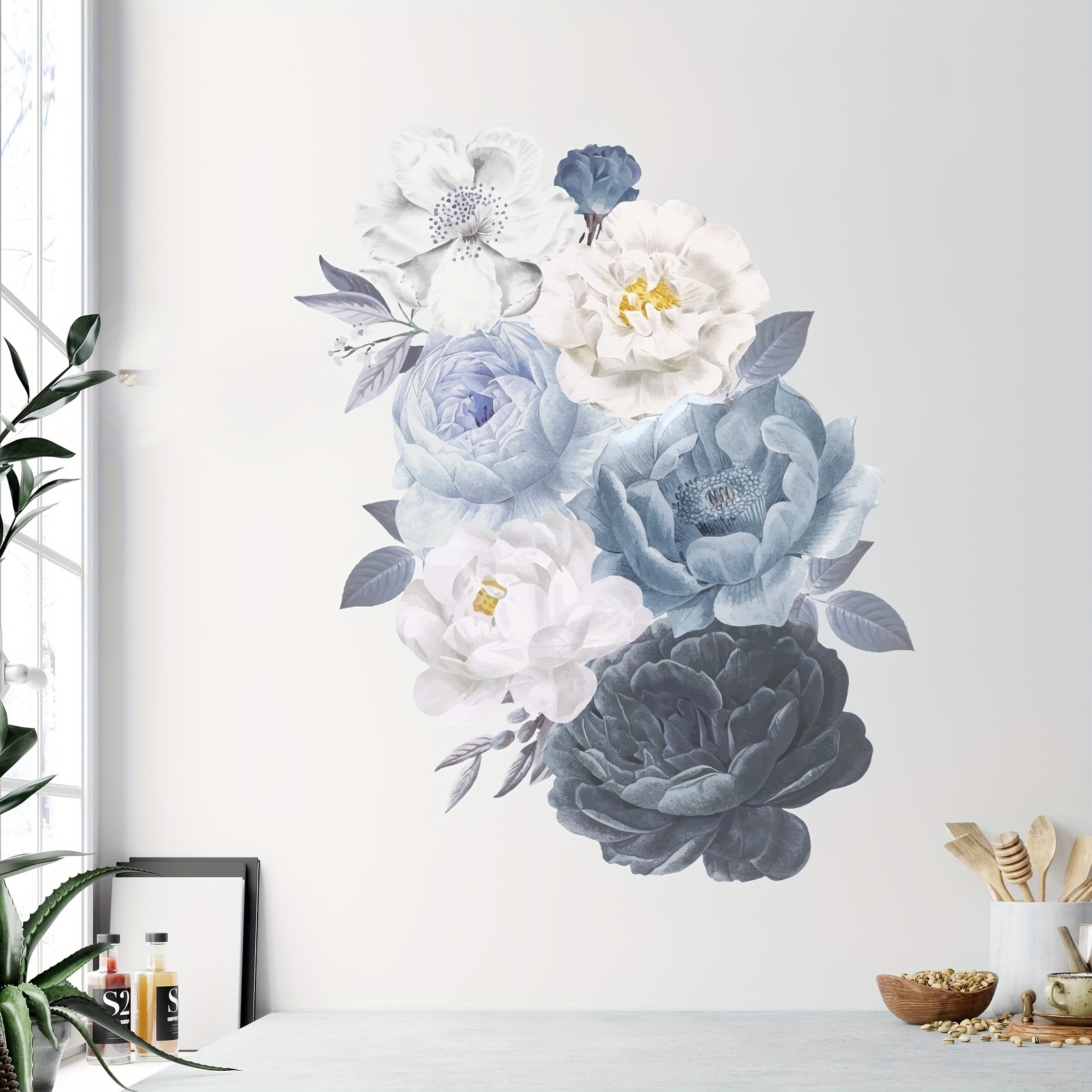 Fleurs De Printemps Stickers Muraux Aquarelle Noir Blanc - Temu Belgium