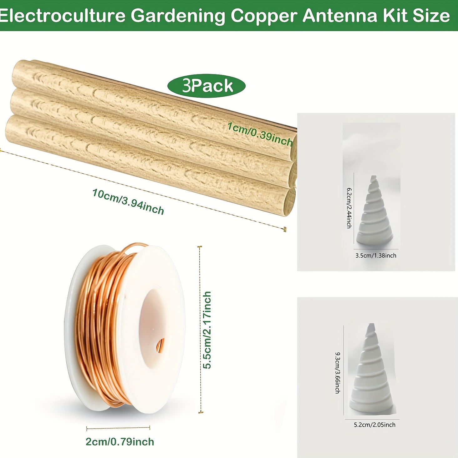 Copper Coil for Gardening, Copper Wire for Electroculture, 5 Pack Copper  Garden Stakes for Plants,16 Gauge Copper Wire with Fibonacci Coil Winding  Jig