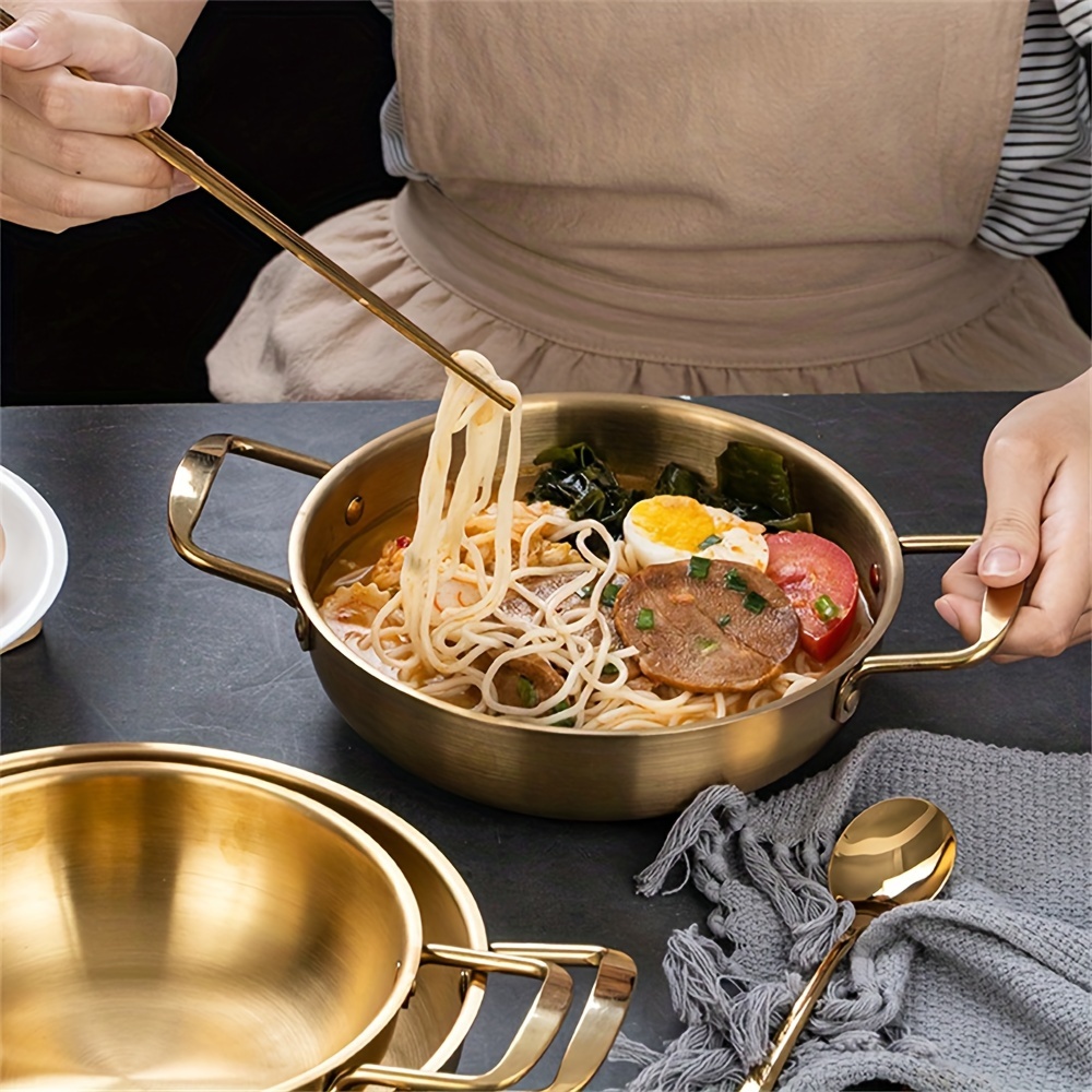 Stainless Steel Korean-style Pot, Seafood Plate, Hot Pot Noodle Bowl,  Spaghetti Bowl, Korean Pot, Suitable For Induction Cooker And Gas Stove,  Suitable For Restaurant And Family Gatherings, Can Be Stacked And Stored