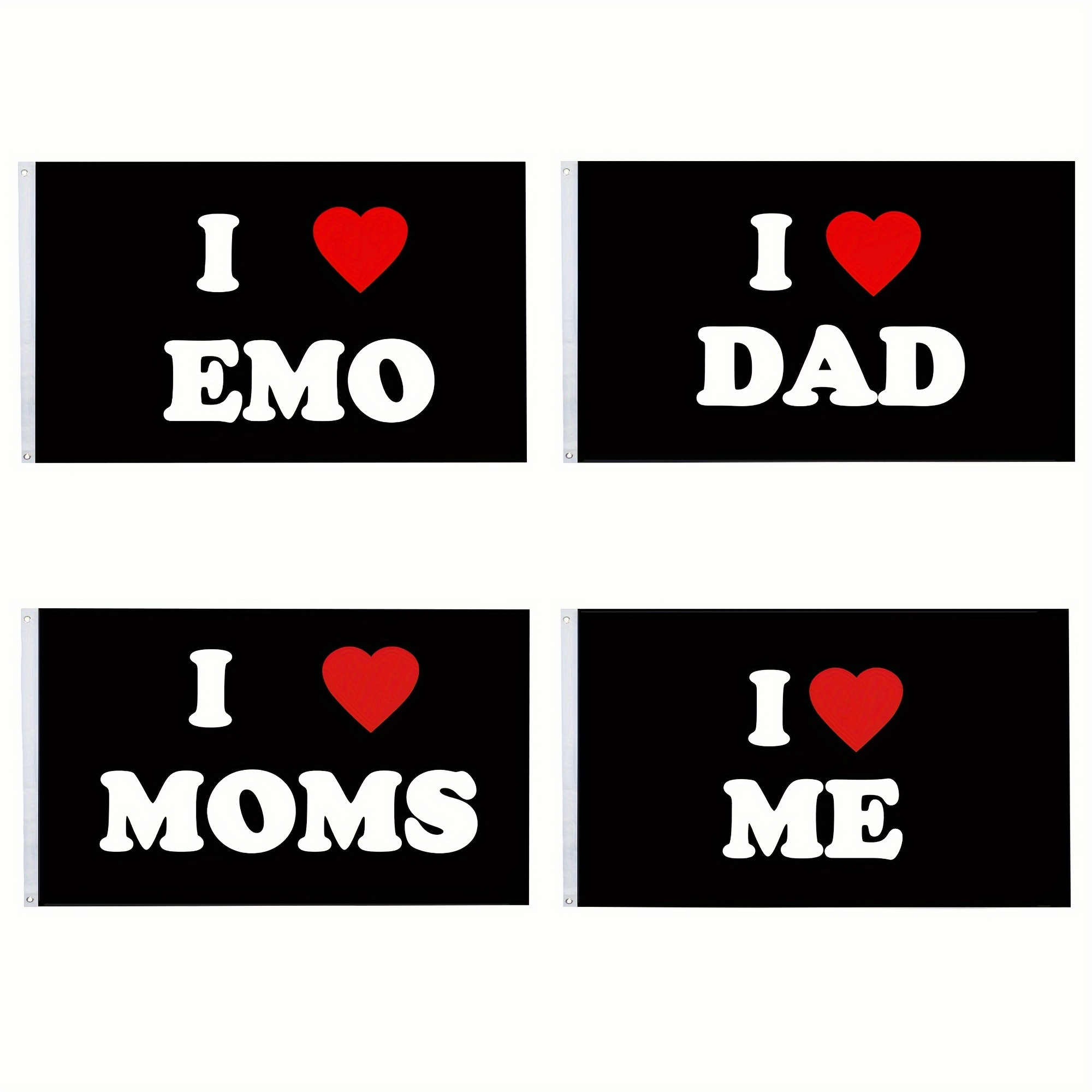 1pc, I Love Mom Flag, I Love Dad Flag, I Love Emo Flag, I Love Me Flag For  Indoor Outdoor Mother's Day Birthday Father's Day Birthday Gifts Decoration  - Patio, Lawn 
