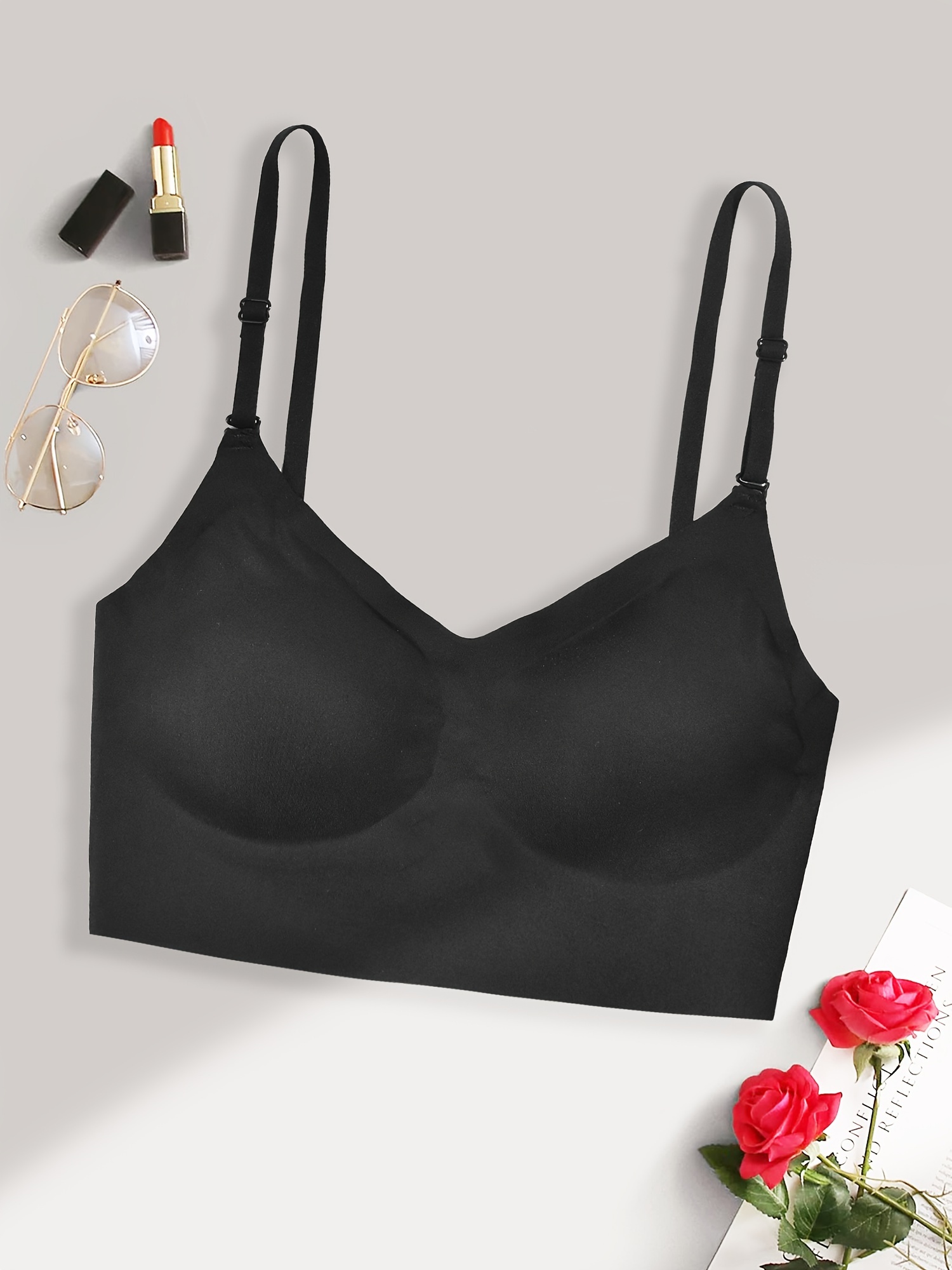 Simple Solid Seamless Bra Comfy Breathable Backless Push - Temu