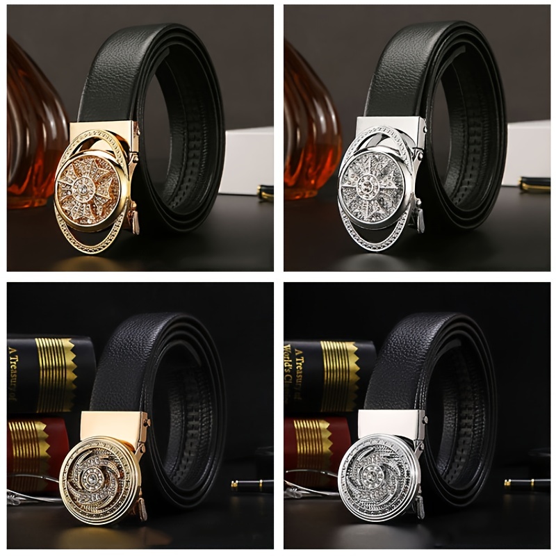 High Quality Plus Size Genuine Leather Belt Metal Alloy Automatic Buckle Brand  Luxury Design Waist Belts
