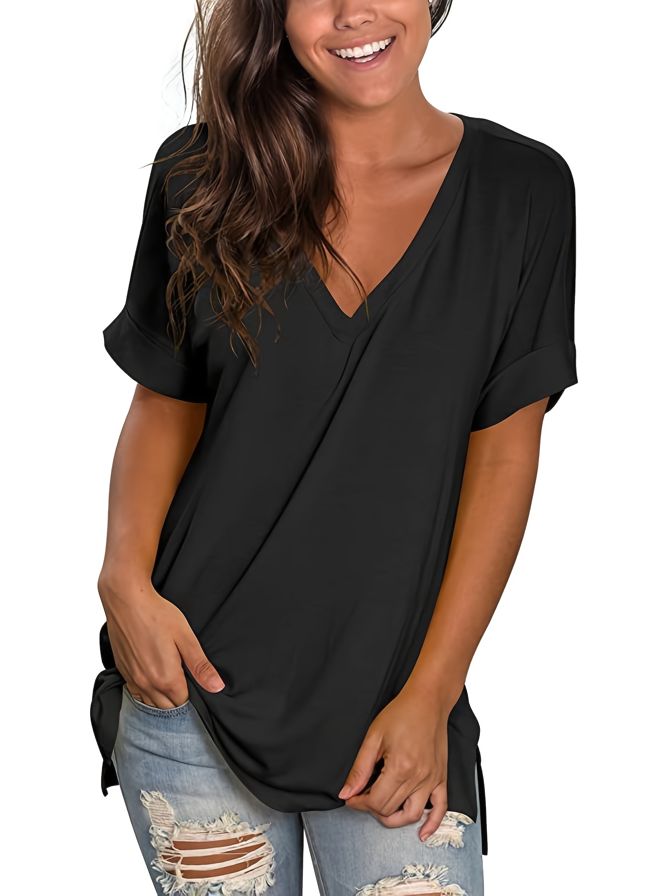 Short Sleeve Womens Tunic Tops - Temu