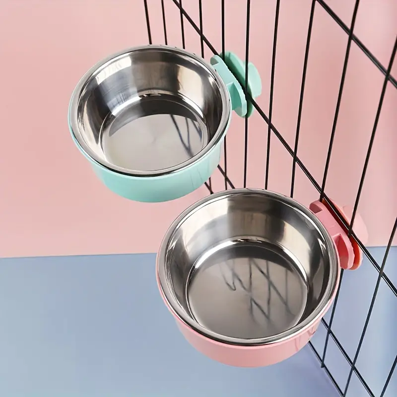 Crate Dog Bowl, Removable Stainless Steel Pet Food & Water Feeder Bowls,  Cage Hanging Food Bowls And Water Feeder - Temu