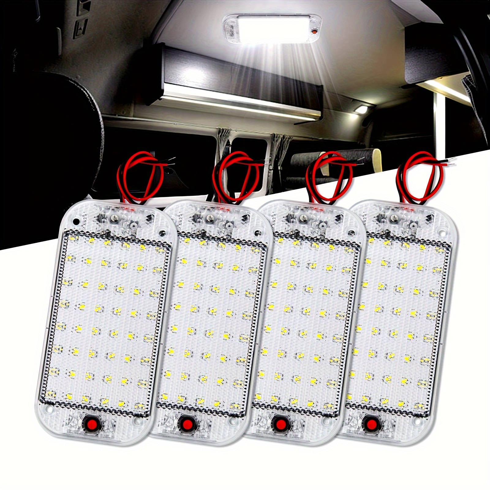 12 V 40 luces LED interiores de furgoneta, lámpara LED blanca impermeable  con lente de proyecto LED para LWB, furgoneta, barcos, caravanas,  remolques