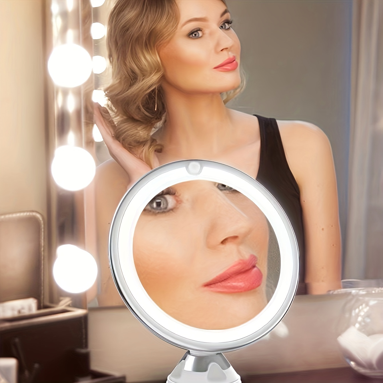 1 Pieza Espejo Maquillaje Brillo Inteligente Luces Tira Lupa - Temu