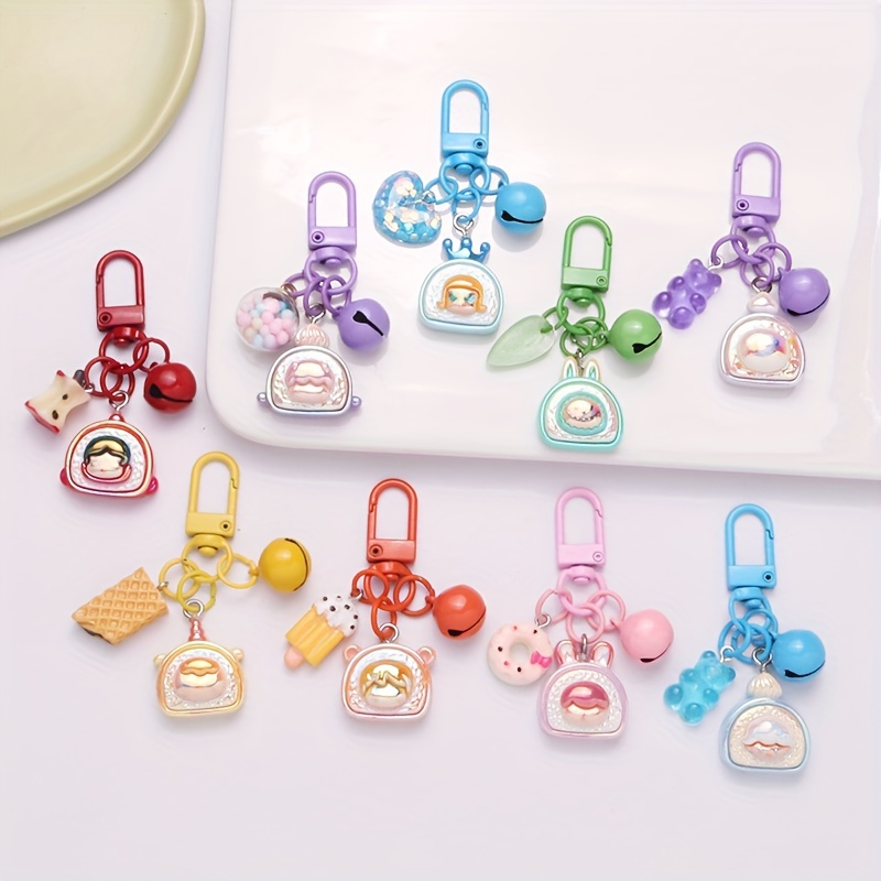 Cute Creative Mini Donut Ice Cream Keychain Cartoon Resin - Temu