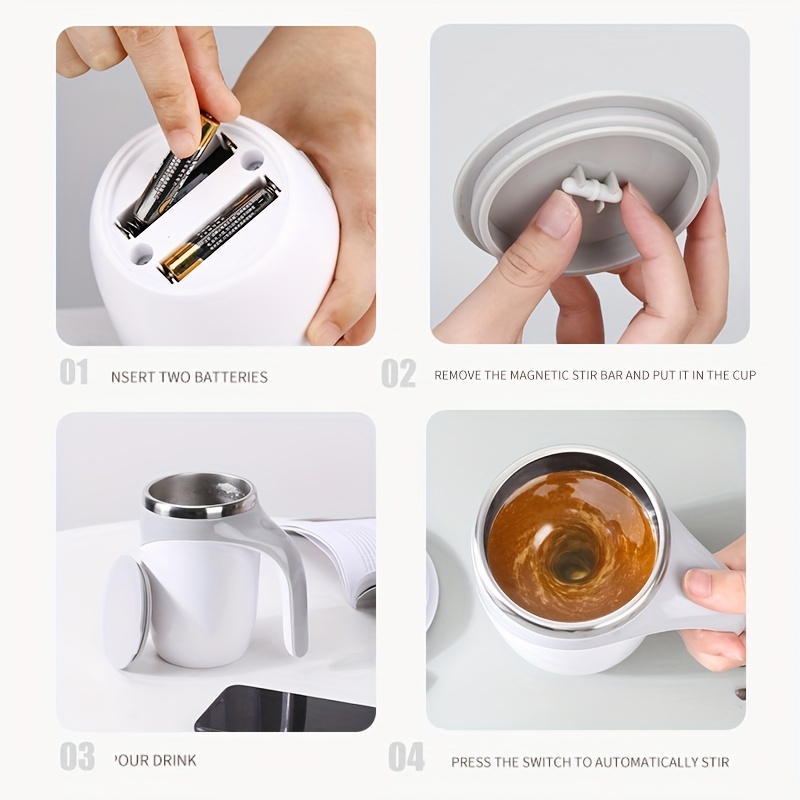 Mug Auto Self Stirring Magnetic Stainless Steel Coffee Milk Smart Mixing Cup  US