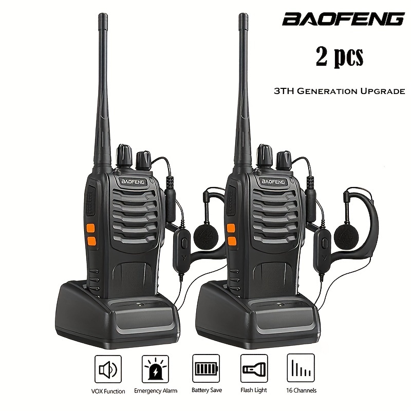 RT12 Rechargeable Walkie Talkies for Adults Long Range Handheld License  Free PMR 446 Two Way Radio 16CH Handsfree VOX for Camping Hiking (Black)
