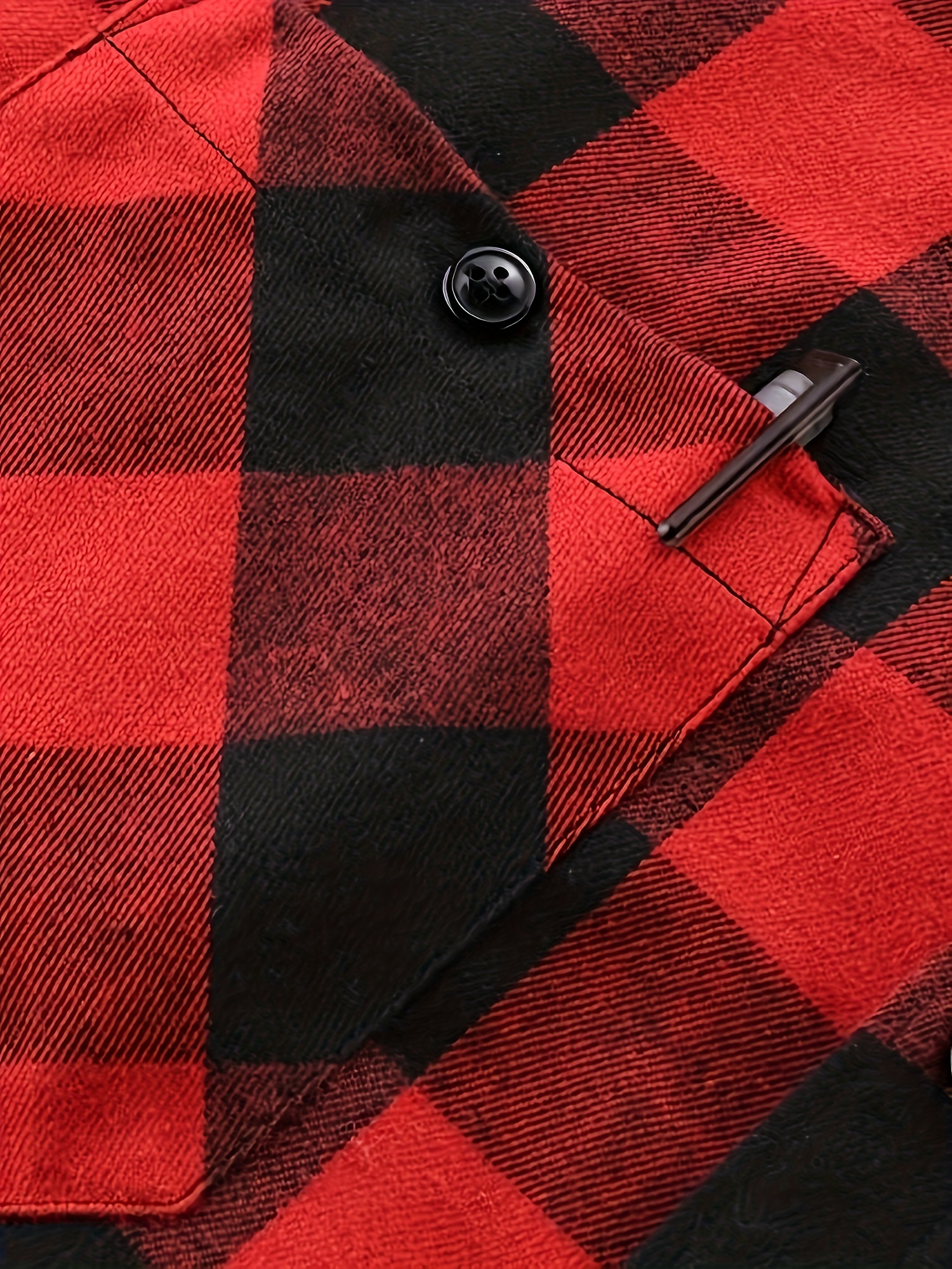 Plus Size Red Check Hooded Shirt