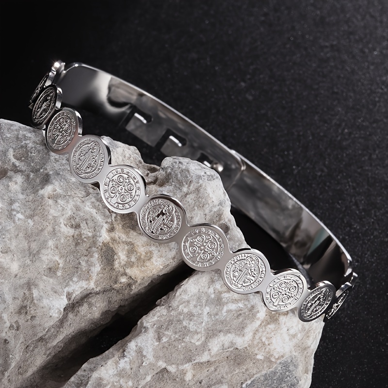 1pc catholic stainless steel bracelet men women religious Temu