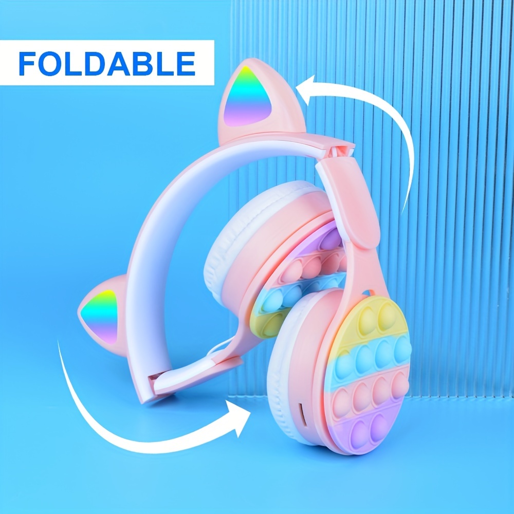 M6 Bubble New Cat Ear Headphones Foldable Retractable Breathable Lightweight Cute Wireless Earphones